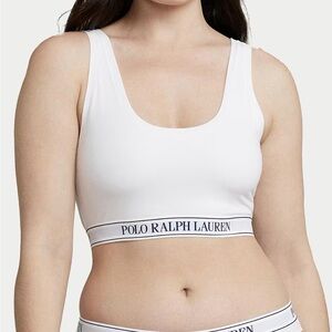 Polo Ralph Lauren Essentials Cropped Tank Bralette White Cloud L NWT